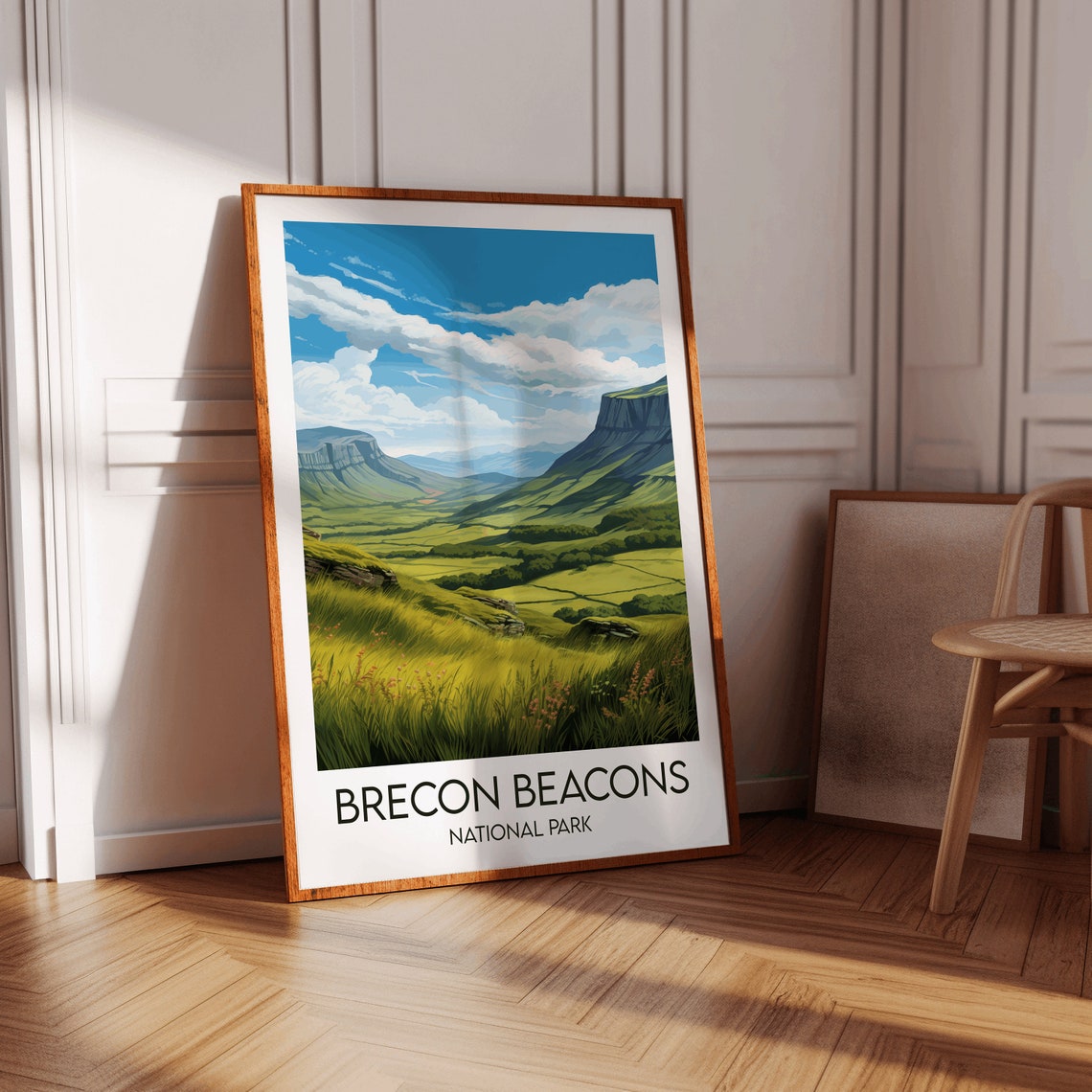 Brecon Beacons National Park Wales Travel Poster Green Valley Art - Image 3