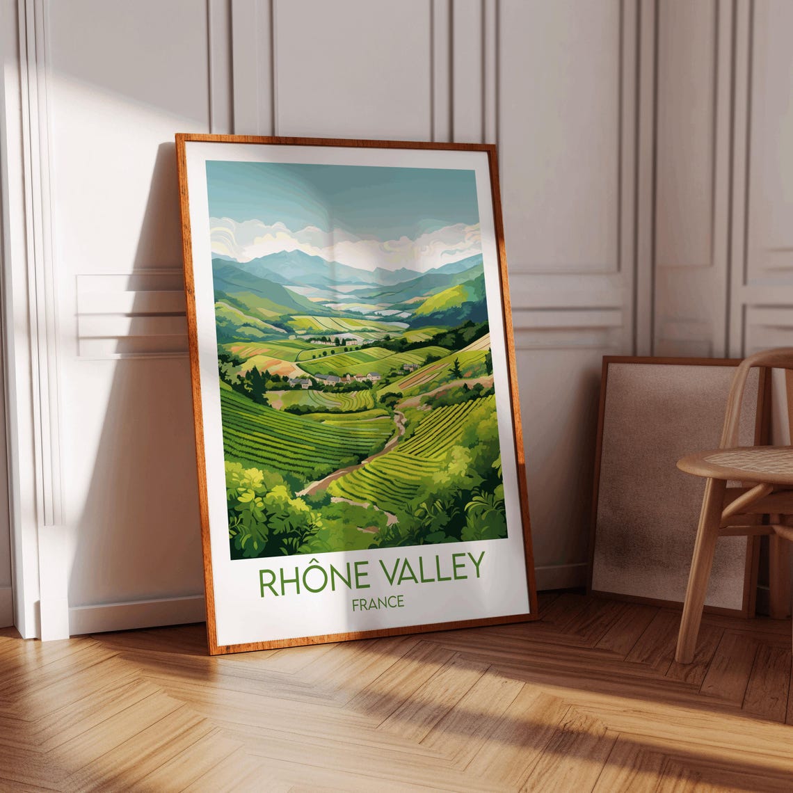 Rhone Valley France Terraced Vineyard Hills Scenic Travel Wall Art - Image 3