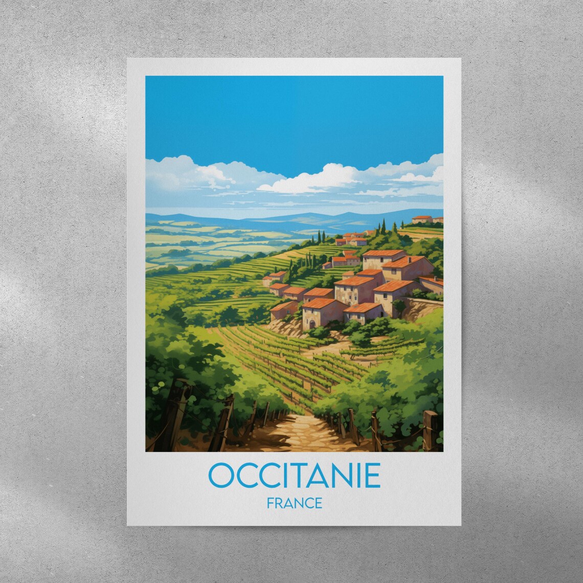 Occitanie France Rural Village Vineyards Vintage Travel Poster - Image 4