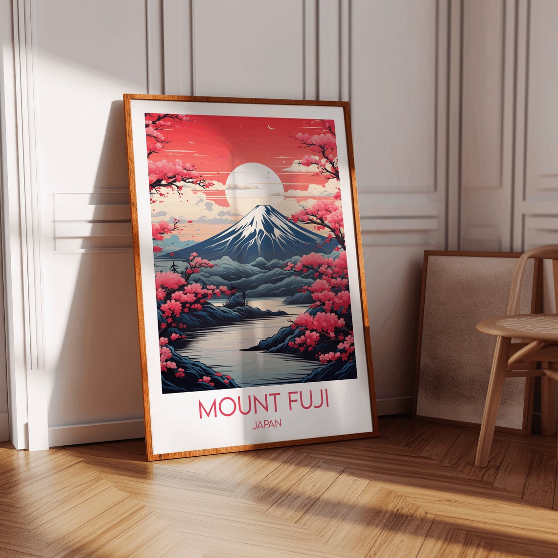 Mount Fuji Japan Cherry Blossom Sunset Mountain Travel Poster - Image 3