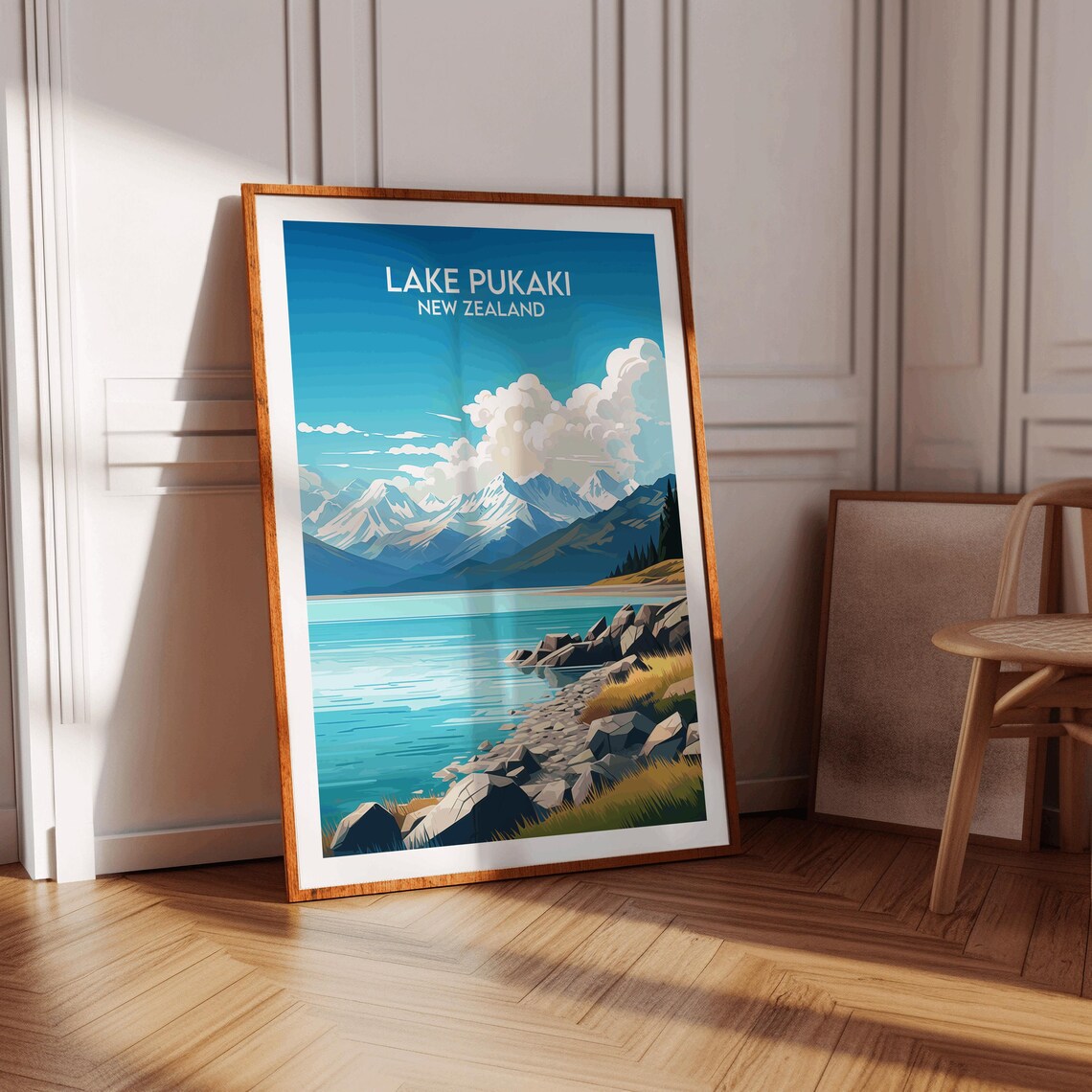 Lake Pukaki New Zealand Turquoise Water Snow Peaks Travel Poster - Image 3