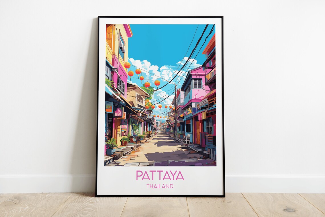 Pattaya Travel Poster, Thailand Custom Personalised