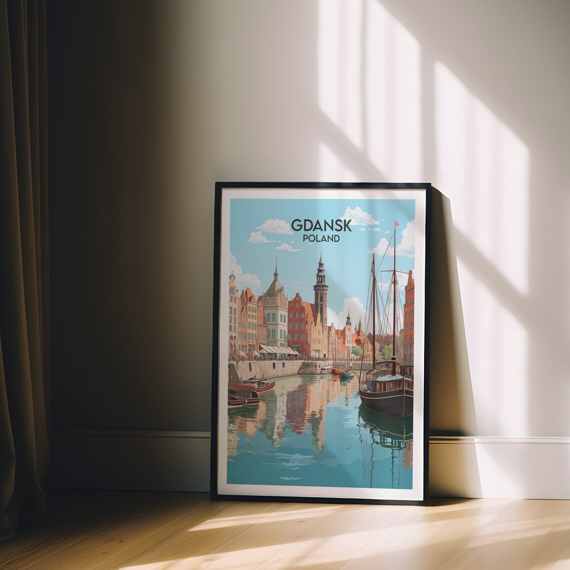 Gdansk Travel Poster, Poland Custom Personalised Gift - Image 2