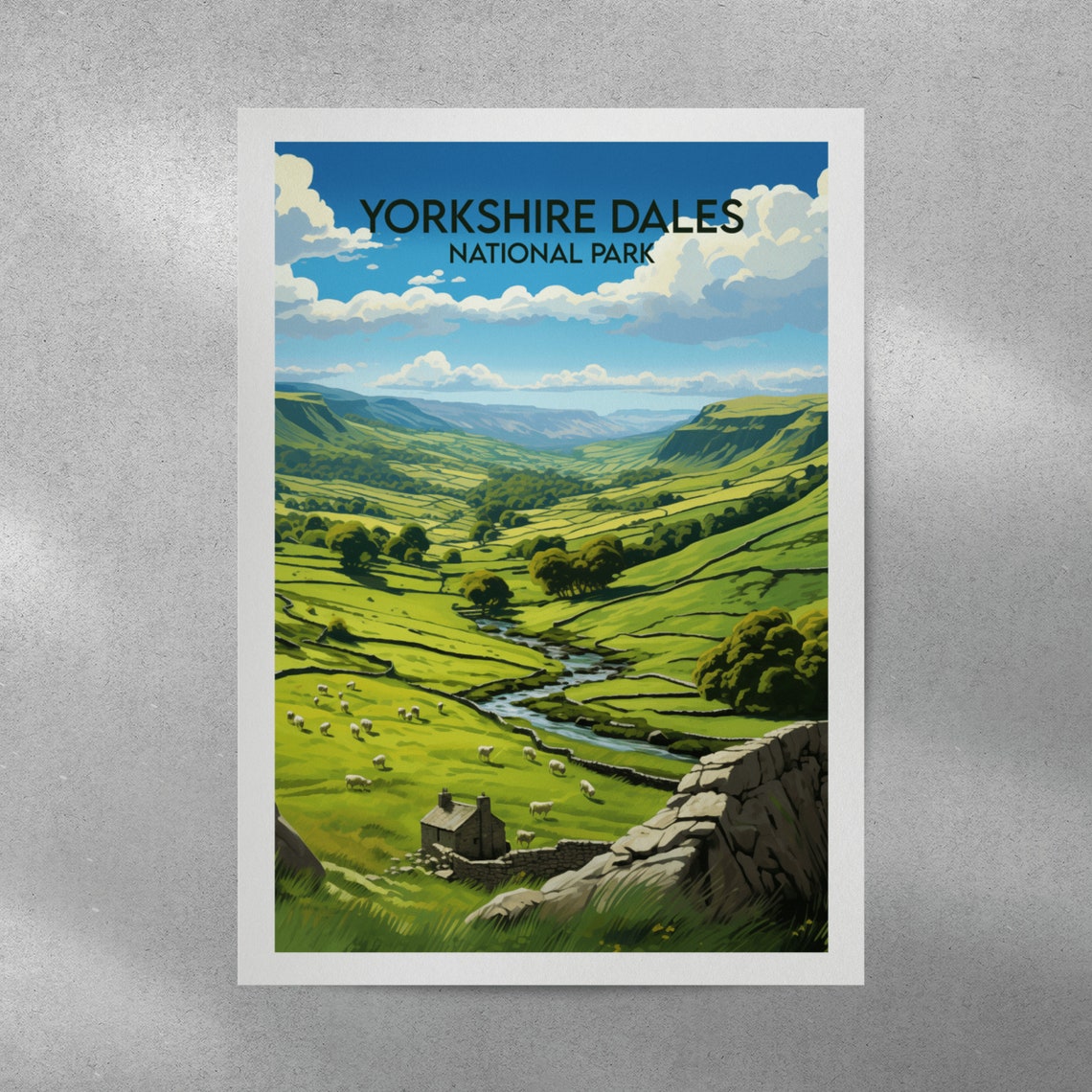 Yorkshire Dales National Park Green Valley Vintage Travel Poster - Image 5