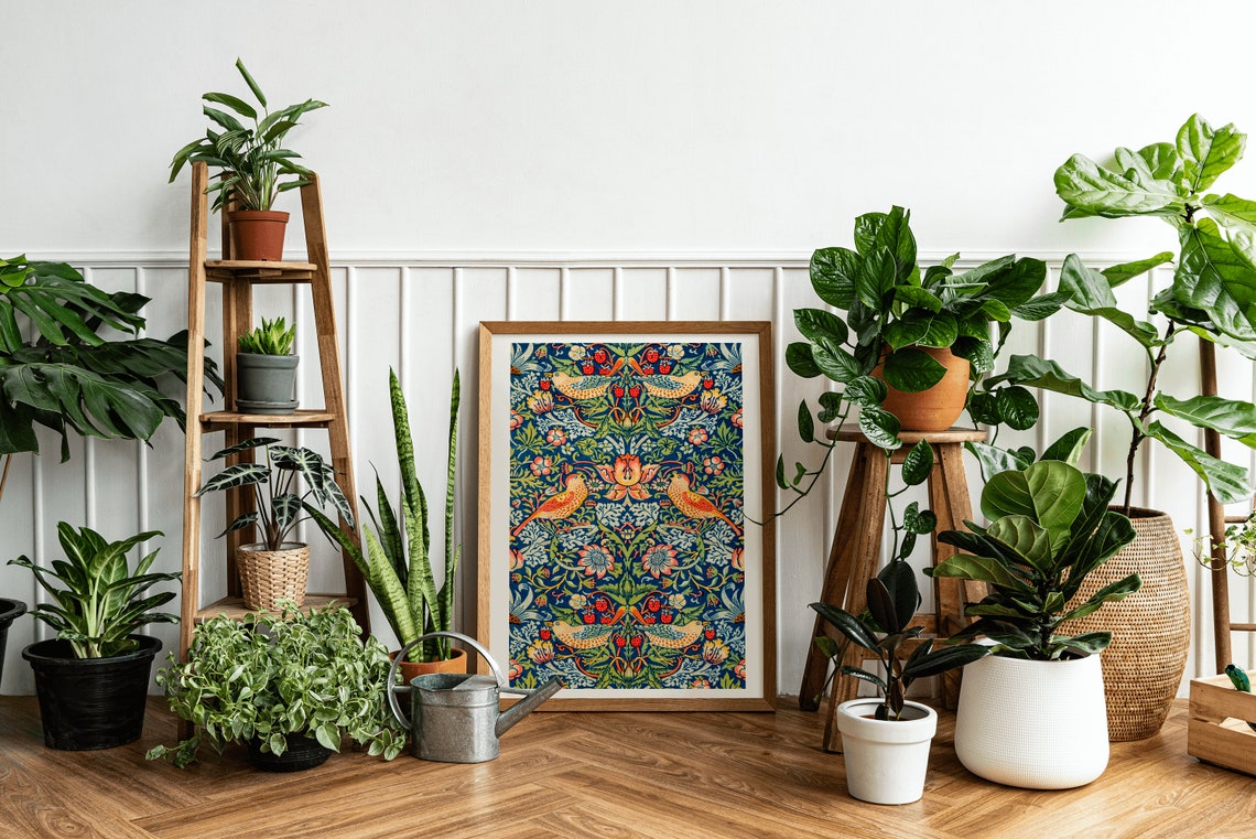 William Morris Strawberry Thief Floral Bird Pattern Art Poster - Image 3
