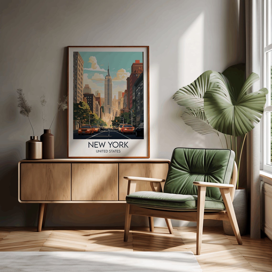 New York Empire State Building Manhattan Street Vintage Travel Poster - Image 2
