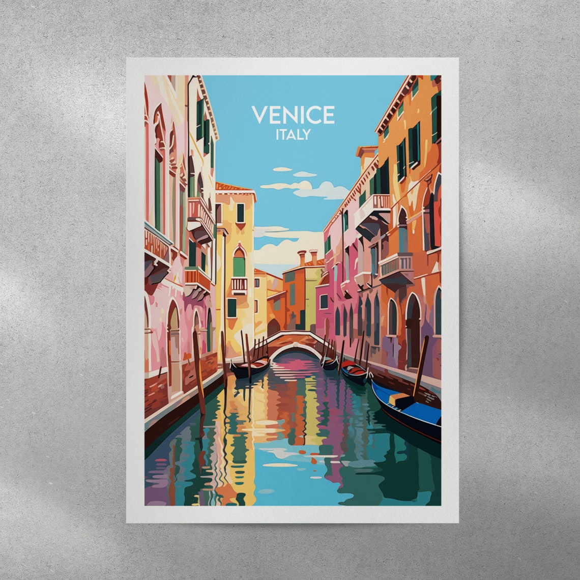 Venice Italy Canal Gondolas Colorful Buildings Grand Travel Poster - Image 4