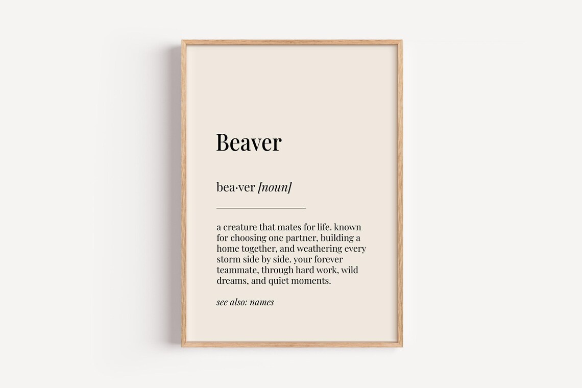 Beaver Definition Print, Funny Anniversary Gift