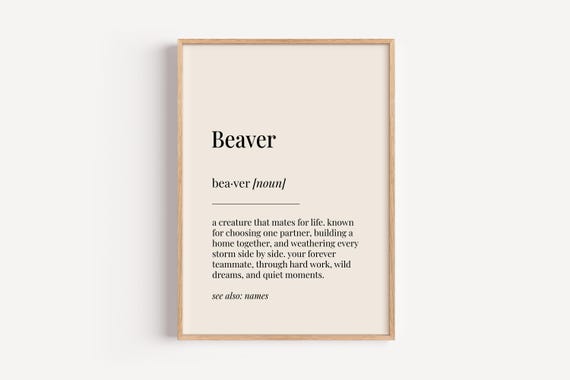 Beaver Definition Print, Funny Anniversary Gift