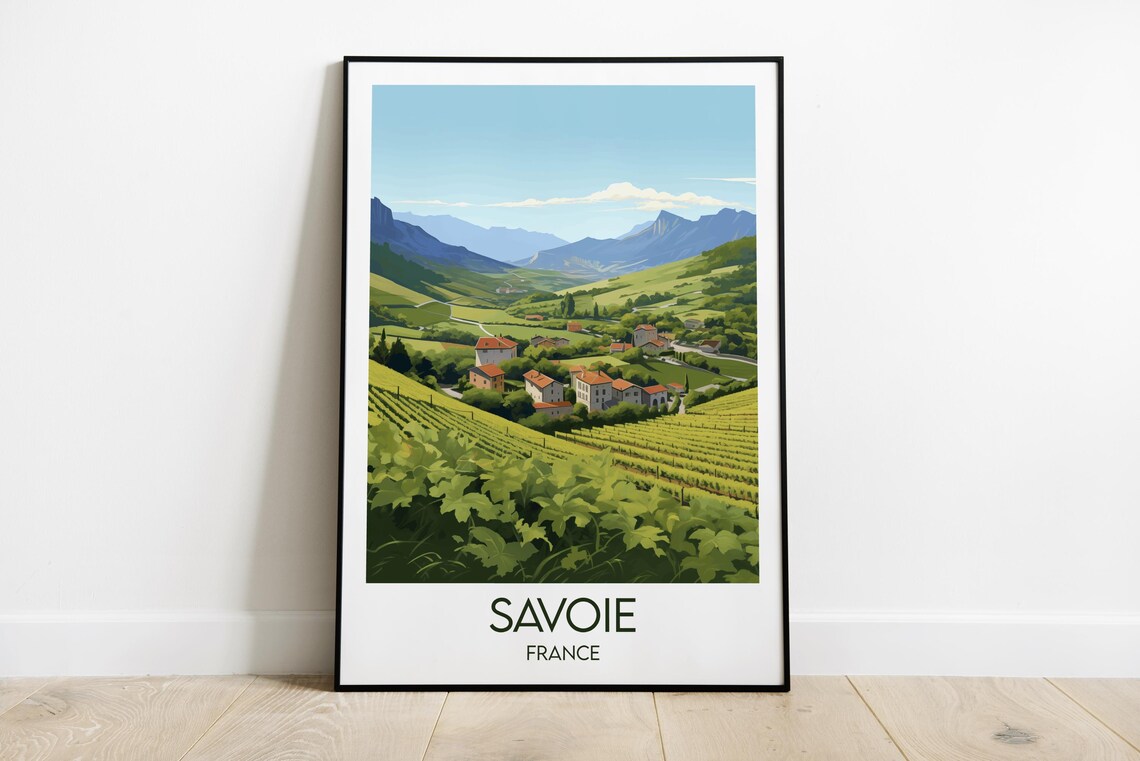 Savoie France Mountain Vineyards Village View Scenic Travel Print