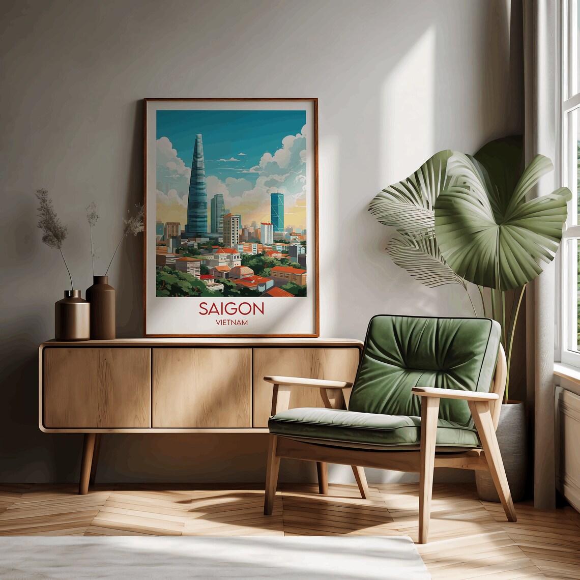 Saigon Vietnam City Skyline Bitexco Tower Modern Travel Poster - Image 2