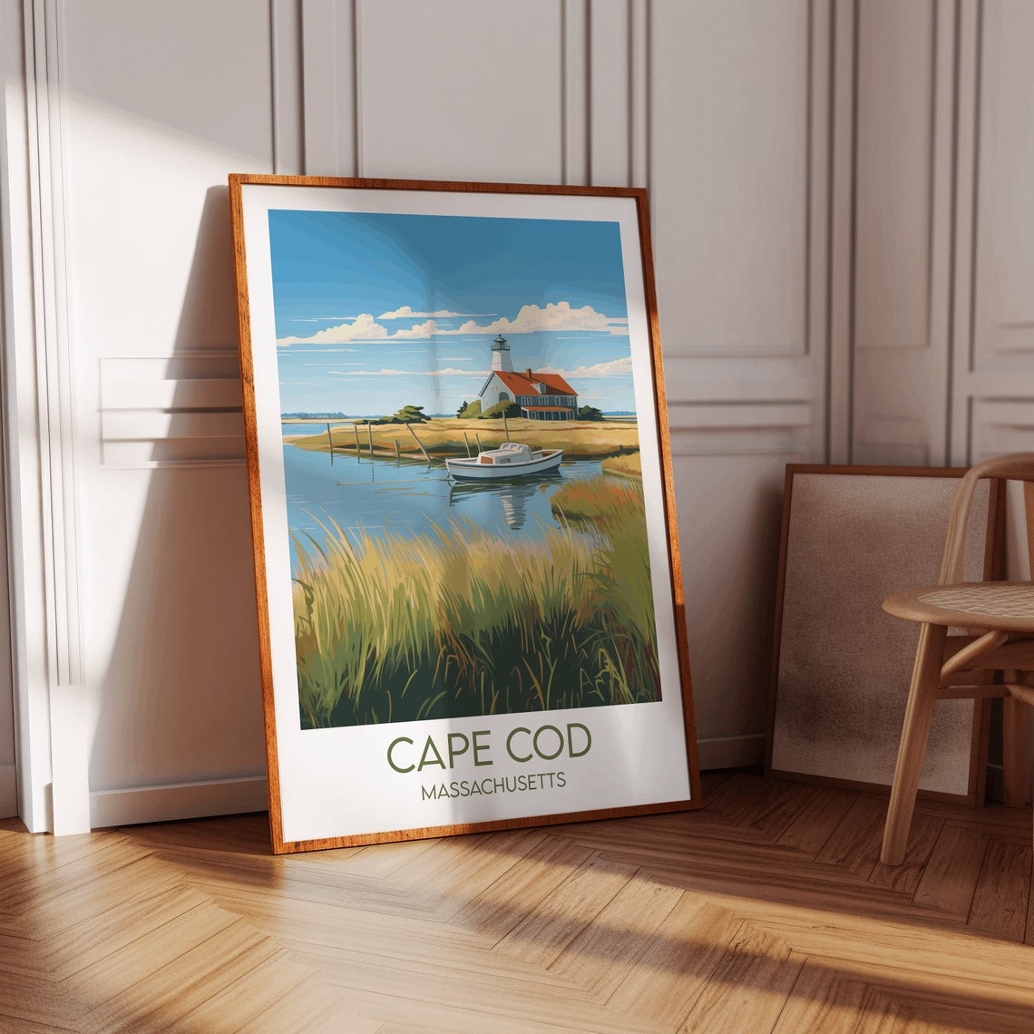 Cape Cod Massachusetts Salt Marsh Lighthouse Vintage Travel Poster - Image 2