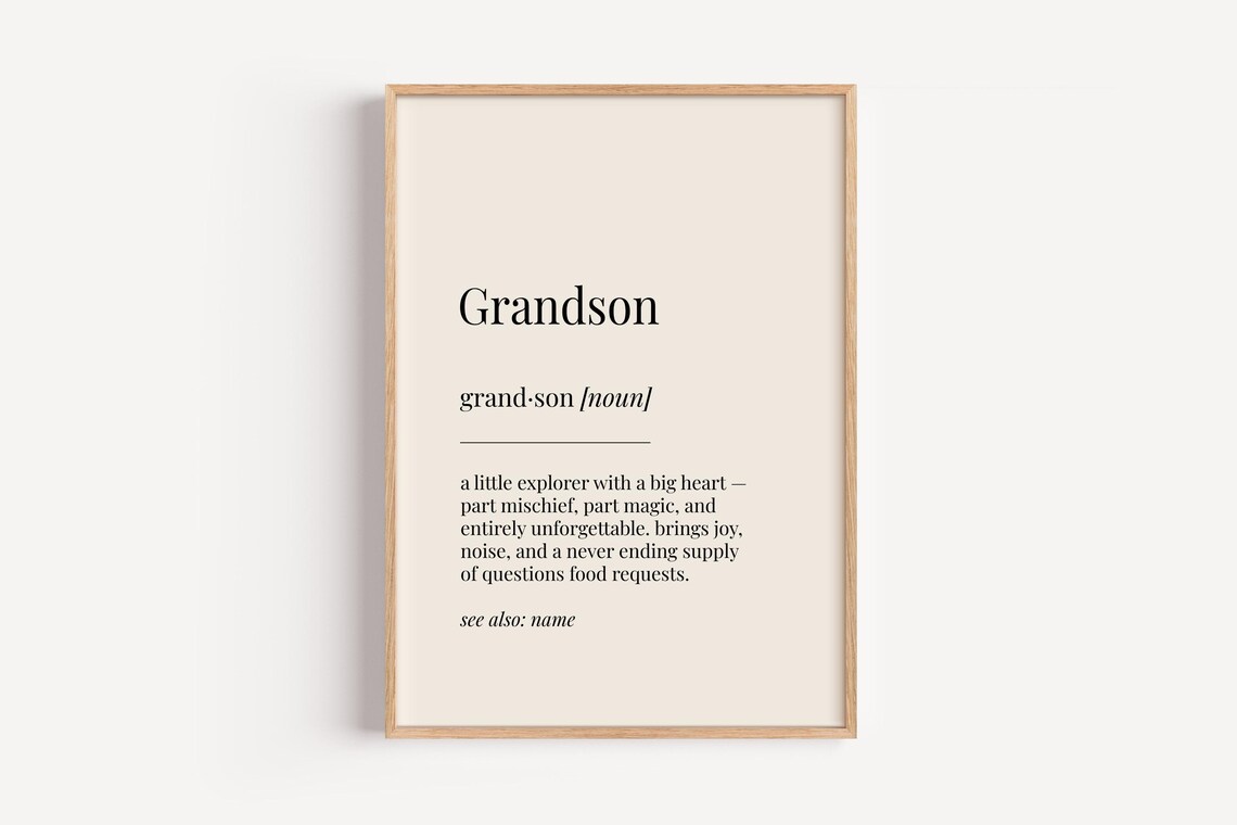 Grandson Definition Poster, Funny Gift For Him