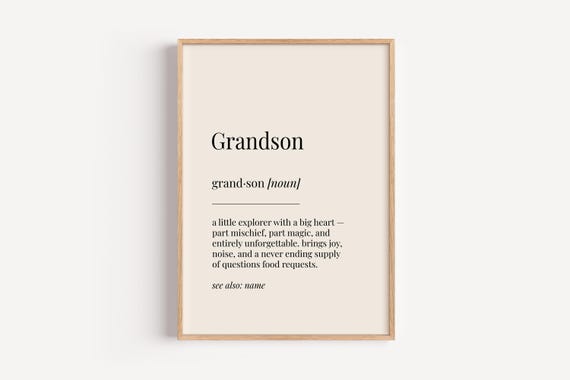 Grandson Definition Poster, Funny Gift For Him