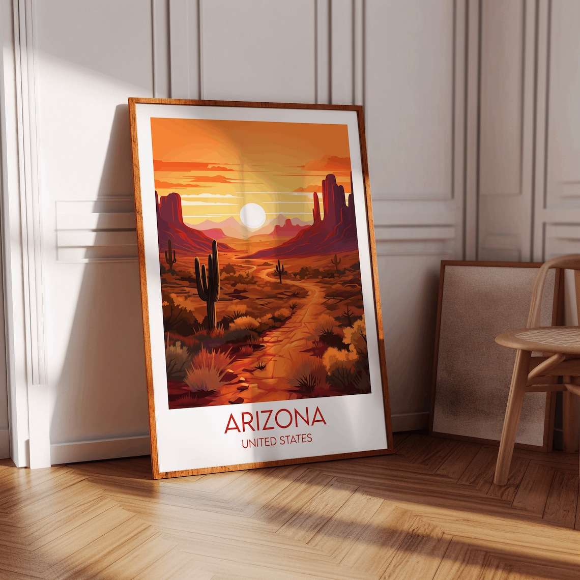 Arizona United States Desert Trail Sunset Mesas Retro Travel Poster - Image 2