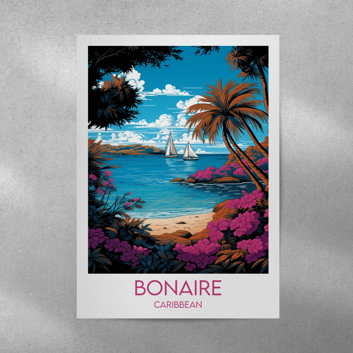 Bonaire Travel Print Caribbean Poster Custom Personalised Wedding Birthday Gift - Image 3