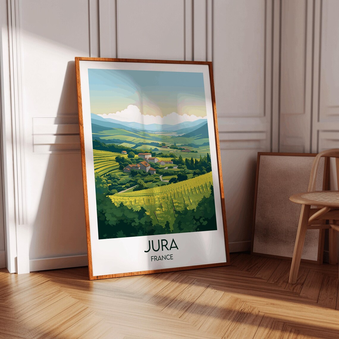 Jura Vineyards France Rolling Green Hills Hamlet Travel Poster - Image 3
