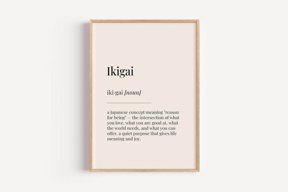 Ikigai Dictionary Definition Japanese Reason For Being Motivational Poster