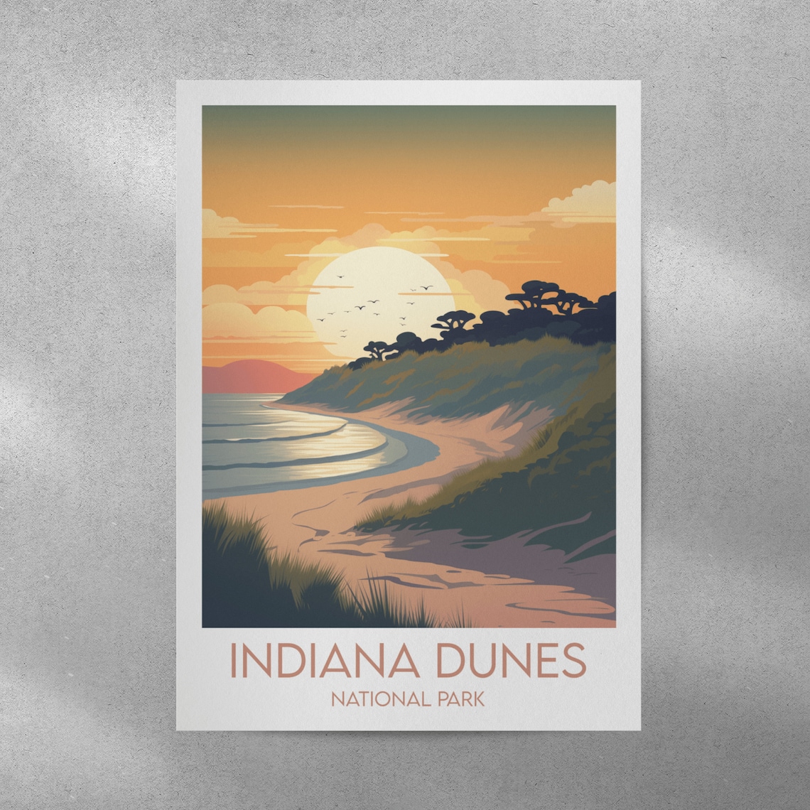 Indiana Dunes National Park Lake Michigan Sunset Beach Travel Poster - Image 2