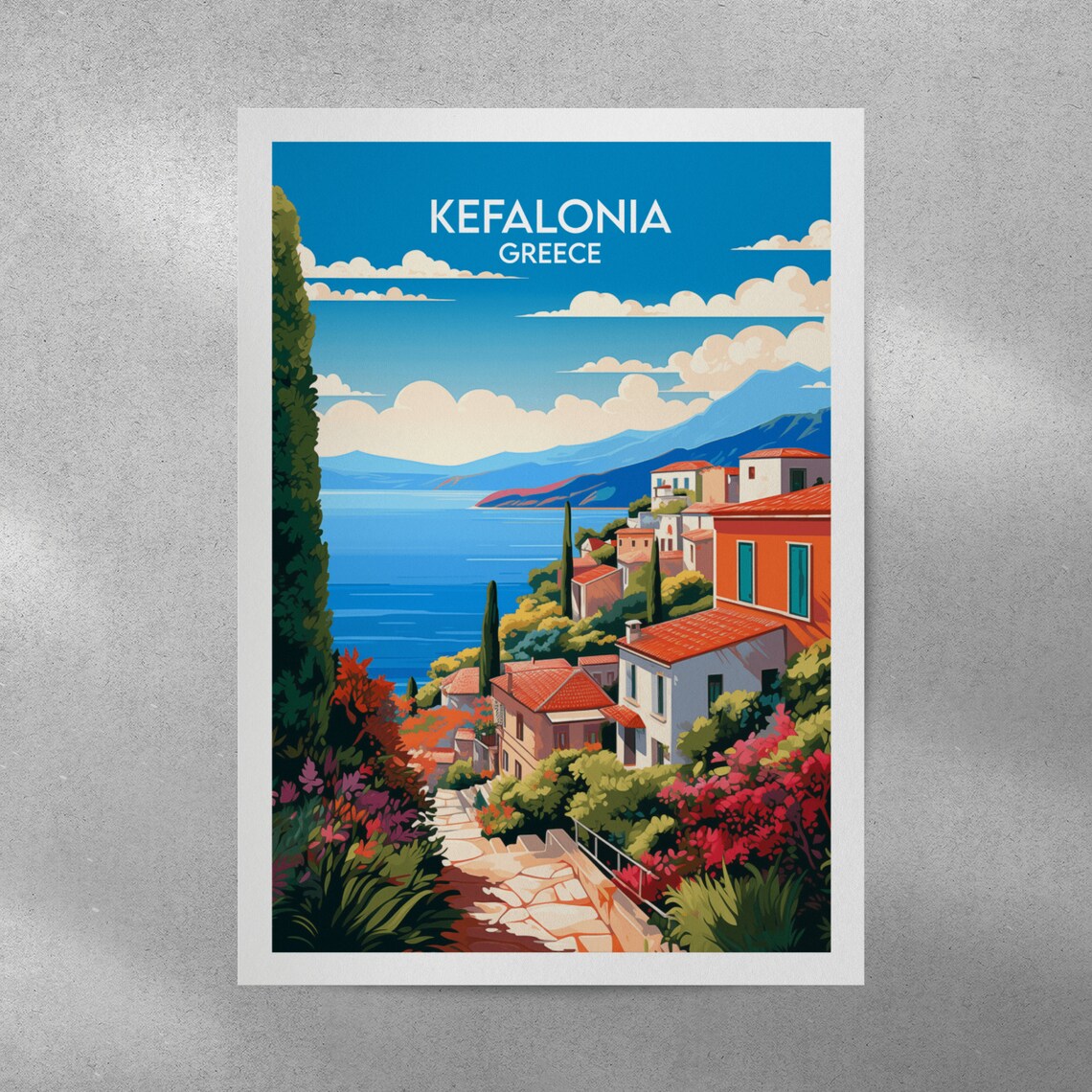 Kefalonia Travel Poster, Custom Personalized Greece - Image 3
