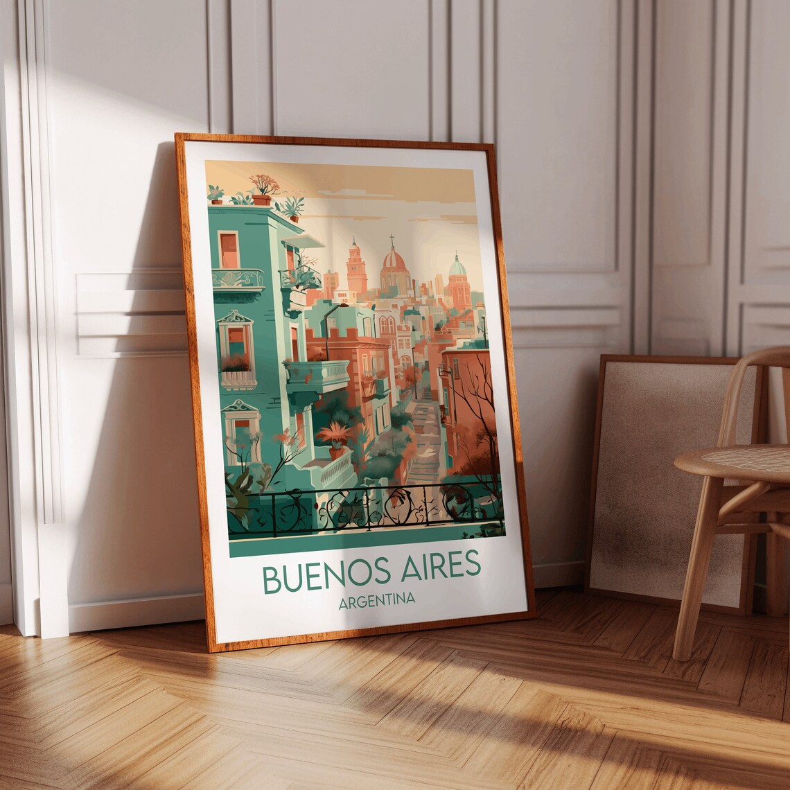 Buenos Aires Argentina Colorful Street Balconies Travel Poster - Image 2