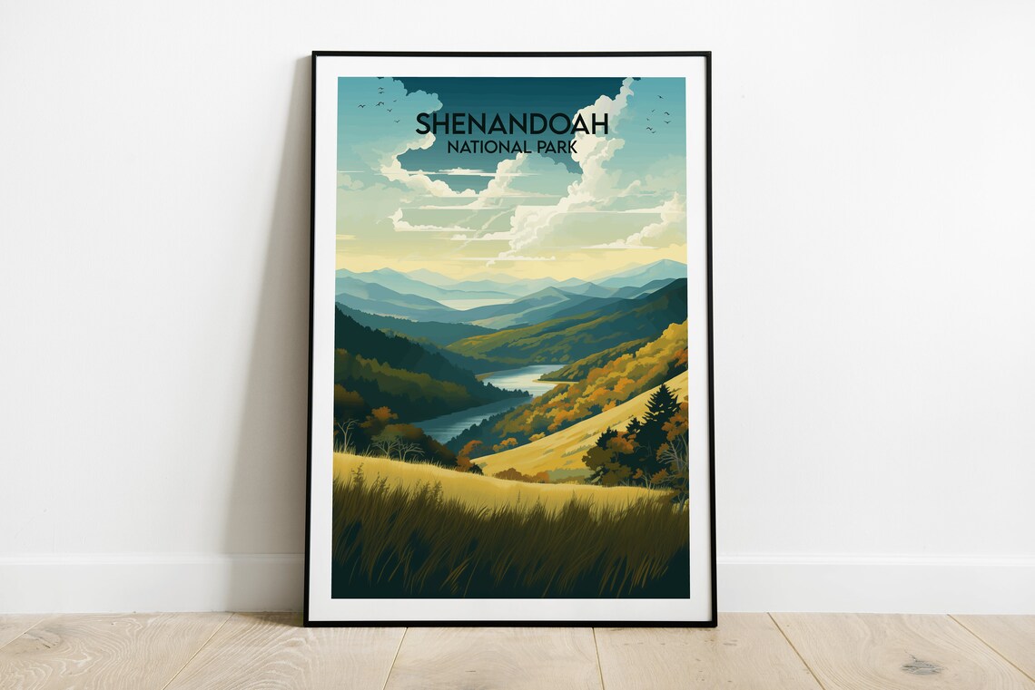 Shenandoah National Park Valley River Mountain Scenic Travel Poster