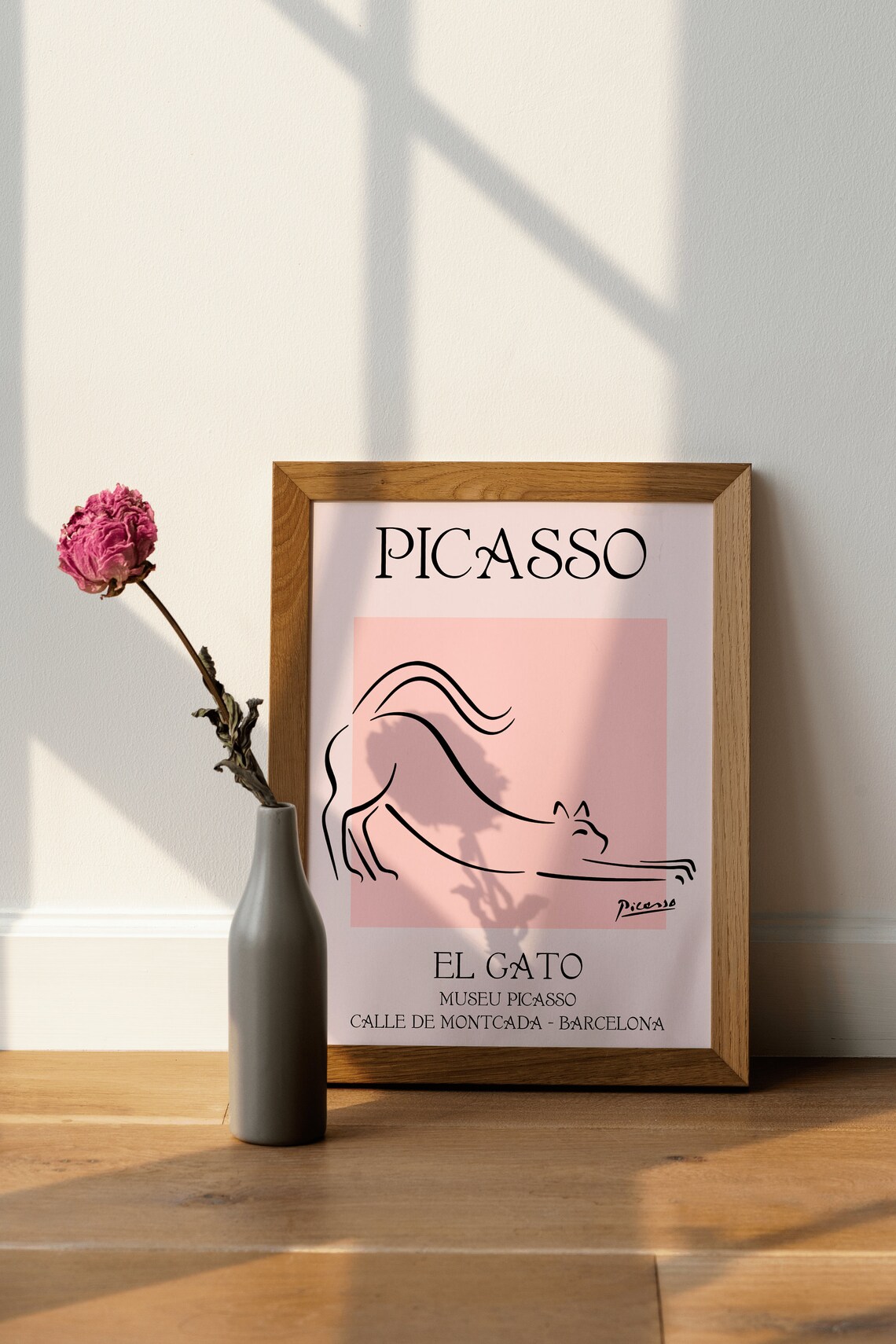 Picasso El Gato Pink Line Art Cat Barcelona Exhibition Poster - Image 5