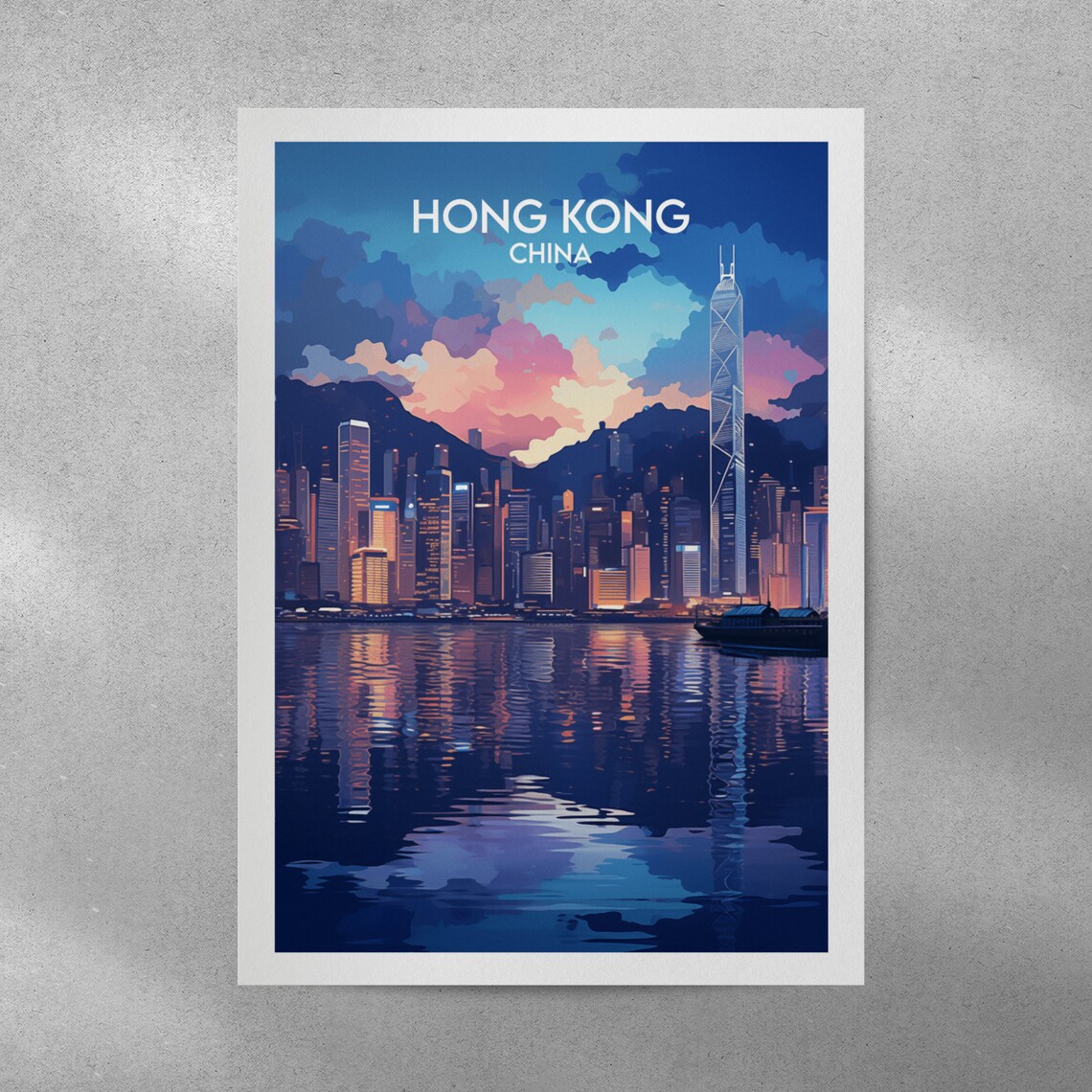 Hong Kong Travel Poster, Custom Personalised - Image 2