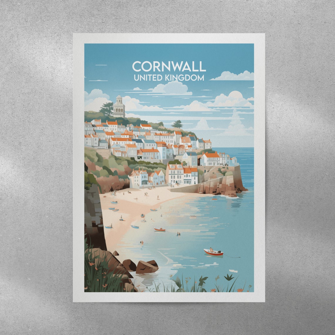 Cornwall United Kingdom Fishing Village Beach Coastal Travel Poster - Image 5