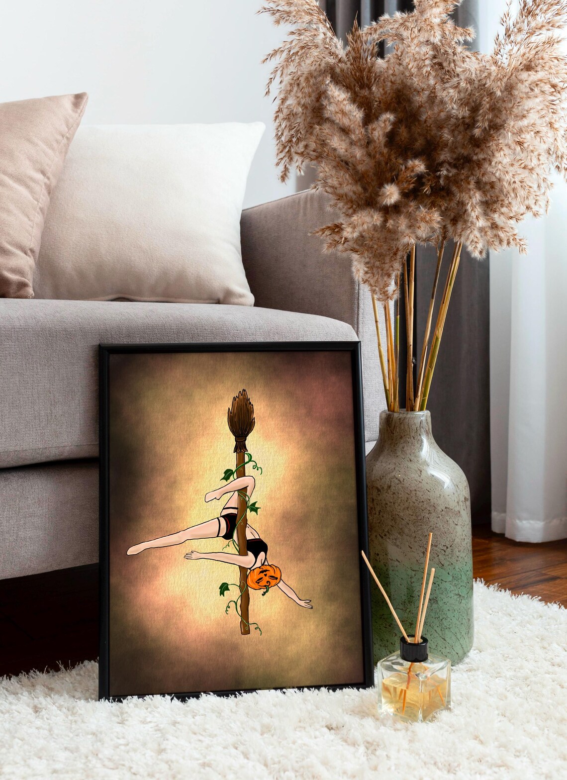 Pole Dance Halloween Art Print, Pumpkin Design - Image 2
