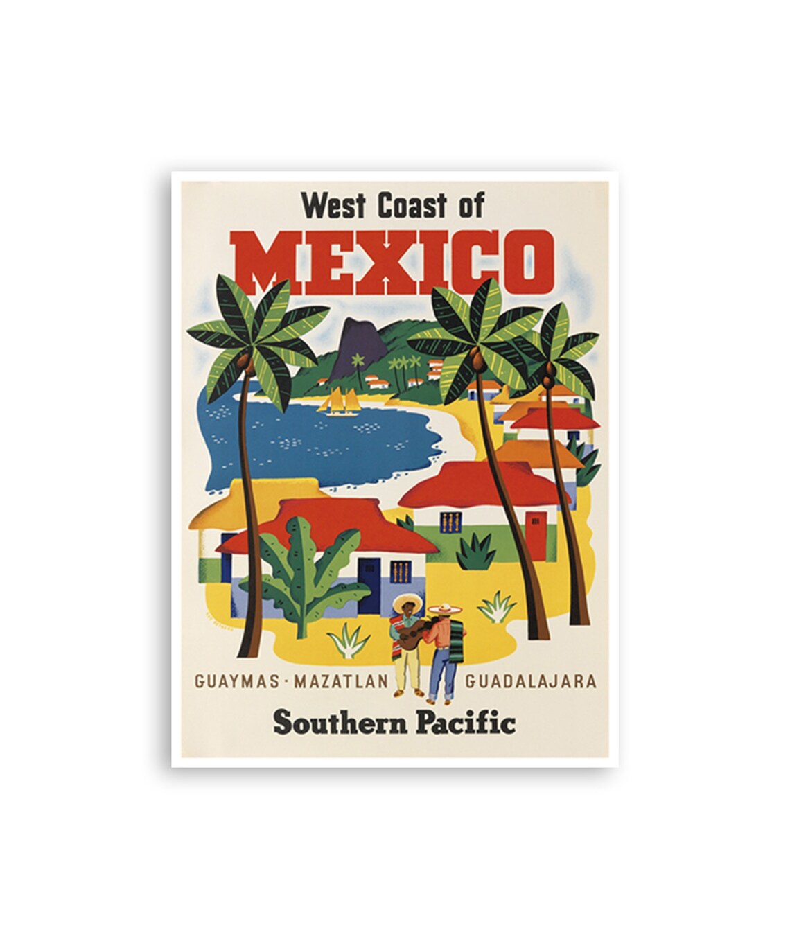 Mazatlan Vintage Travel Poster, Mexico Wall Art Print