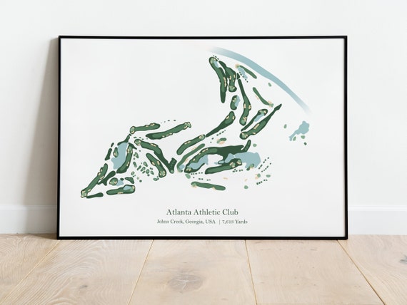 Atlanta Athletic Club Course Map, Golf Gift For Him