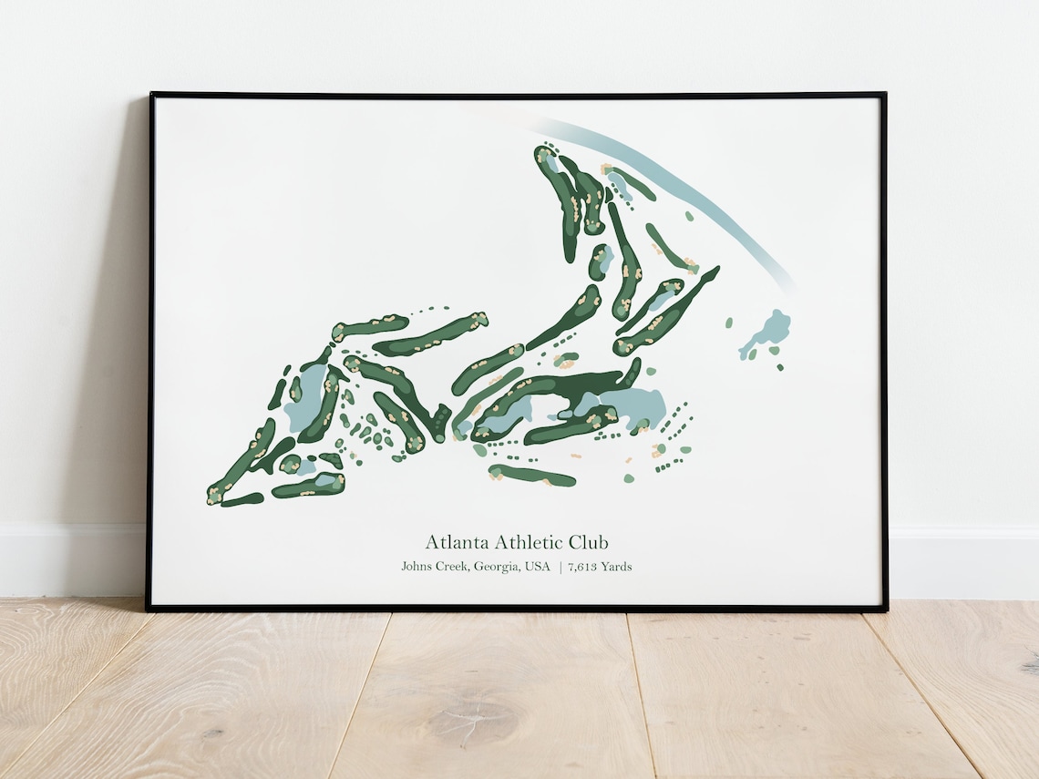 Atlanta Athletic Club Course Map, Golf Gift For Him