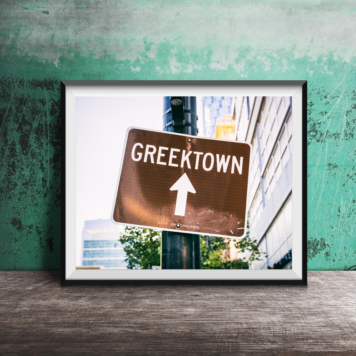 Greektown Arrow Street Sign City of Chicago Photography Poster