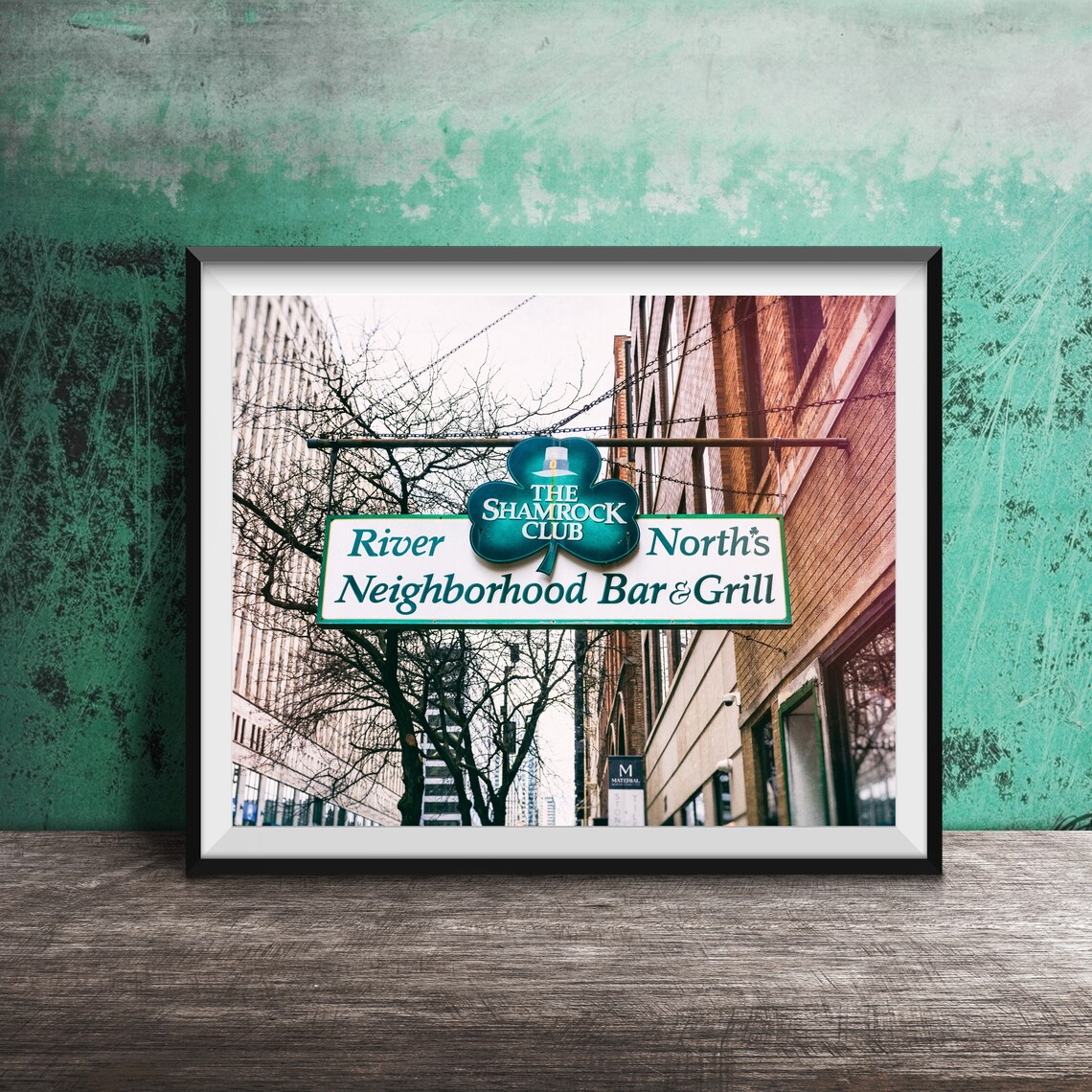 The Shamrock Club River North Irish Bar Sign Chicago Photo Poster