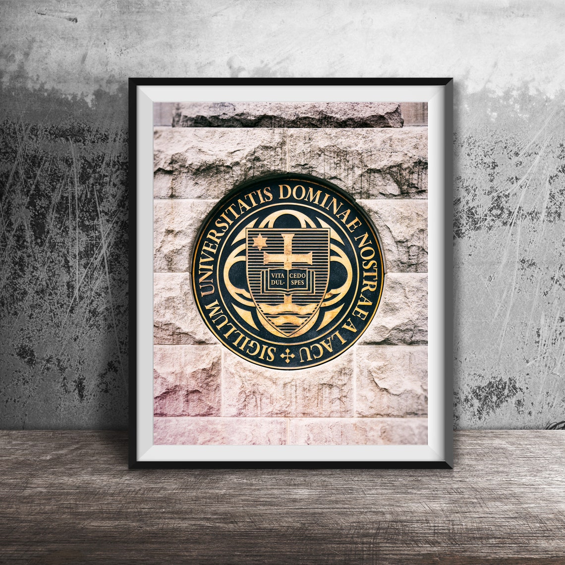 Notre Dame University Bronze Seal on Limestone Plaque Poster