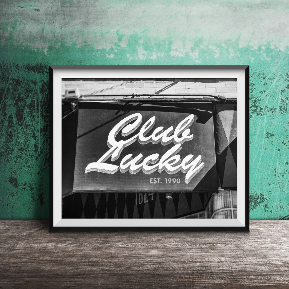 Club Lucky Est 1990 Script Awning Sign Chicago Bar Photo Poster - Image 2