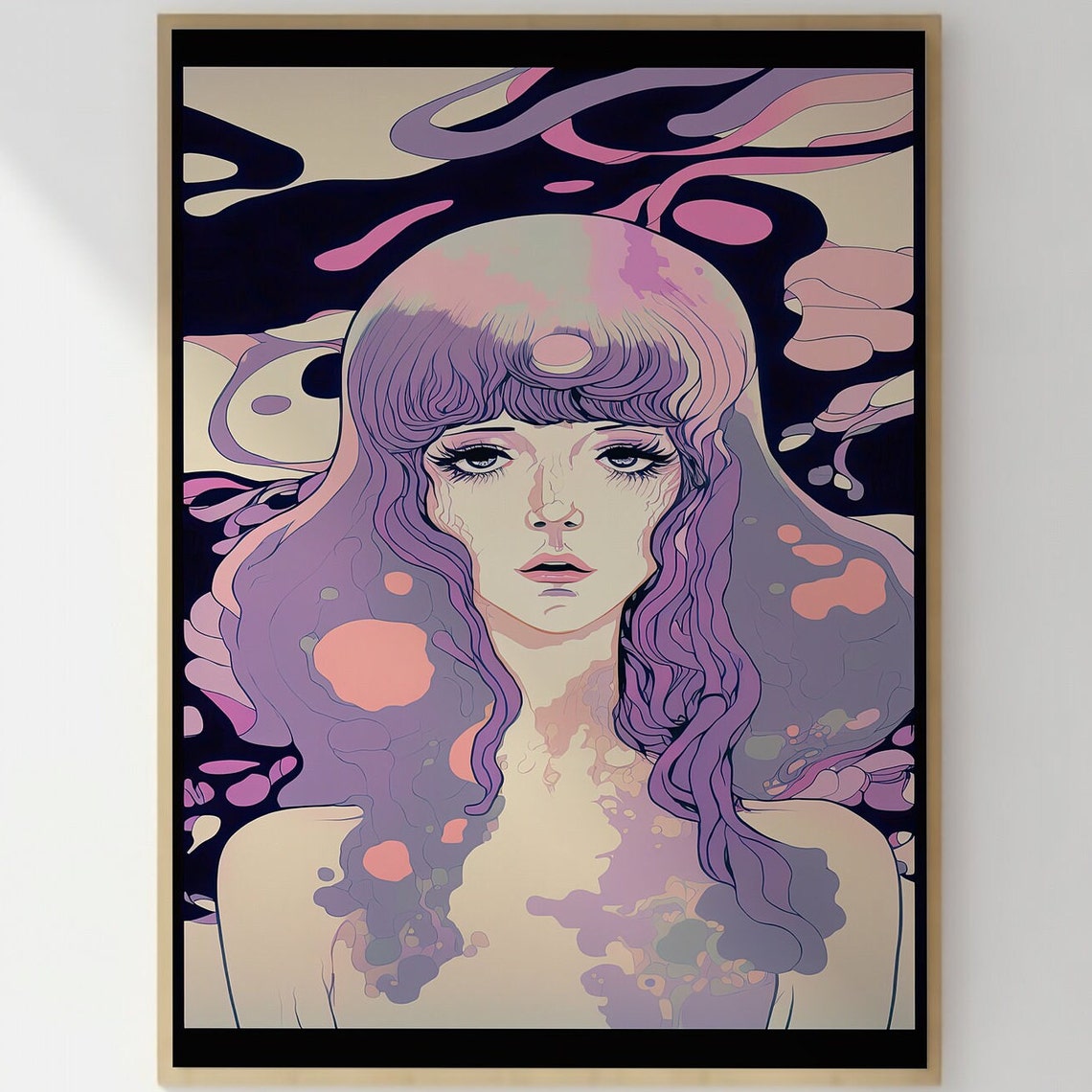 Watercolor Woman Purple Abstract Modern Print Artwork Decor Poster For Office - Image 3
