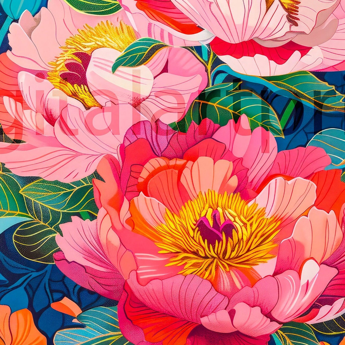 Matisse Style Open Window Roses Mountain Coast View Art Print - Image 3