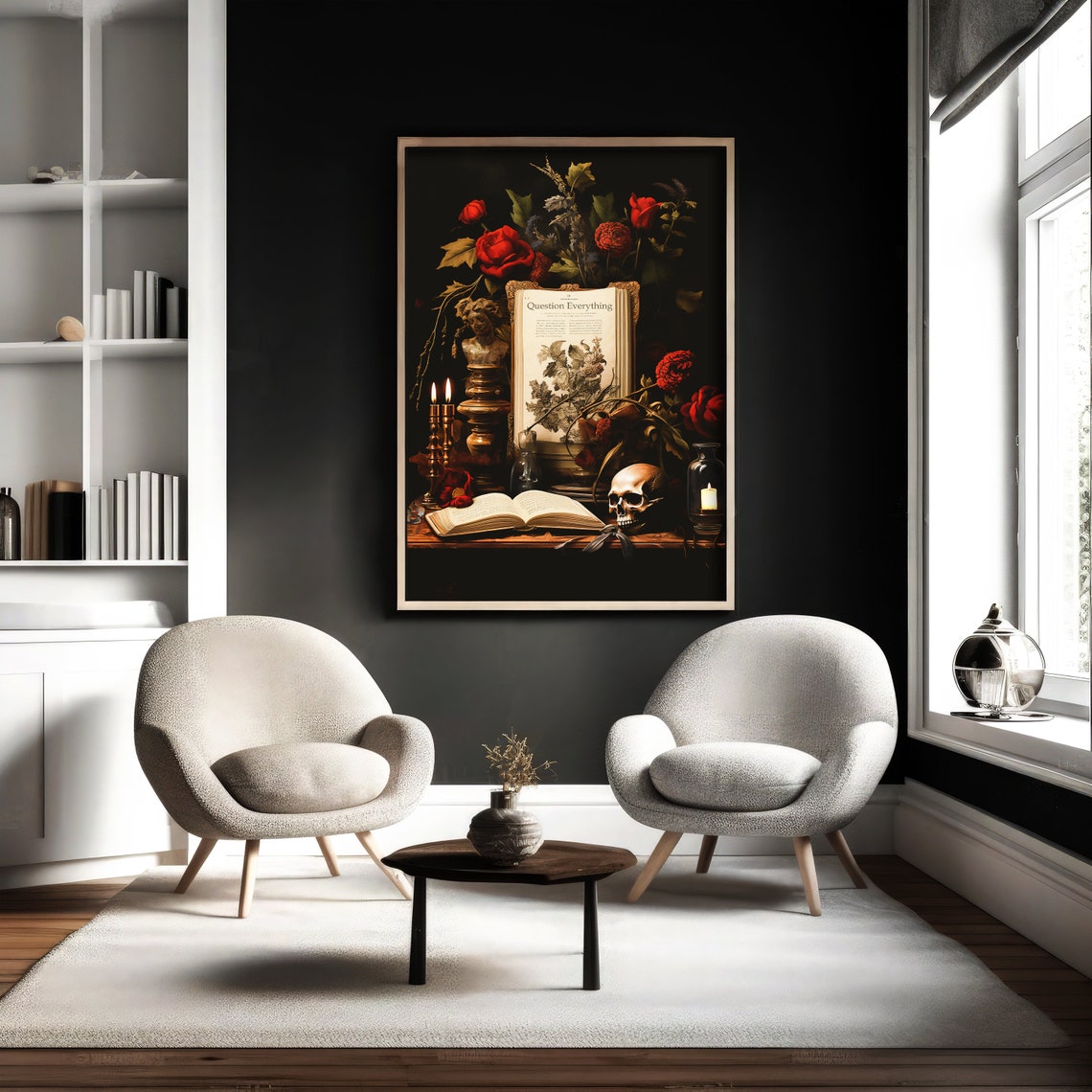 Dark Academia Still Life Book Skull Candles Gothic Art Poster - Image 3