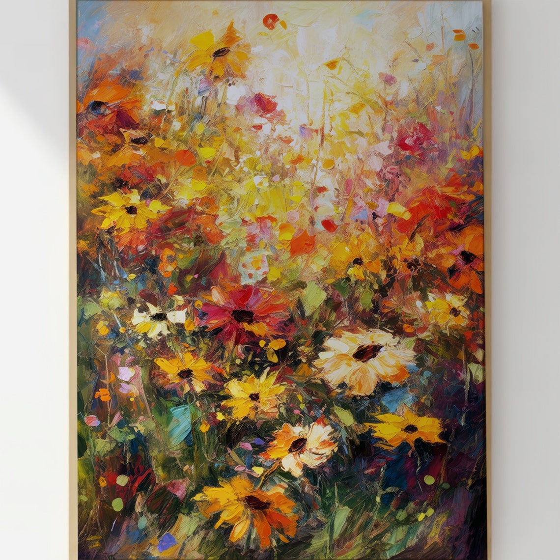 Sunlit Wildflower Meadow Abstract Impressionist Floral Poster - Image 3