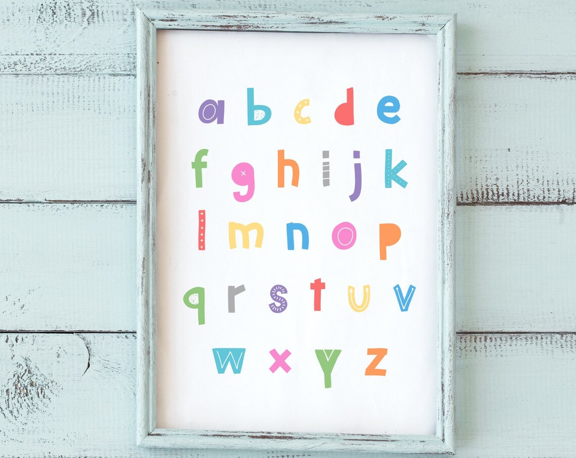 Colorful ABC Alphabet Nursery Typography Art Print