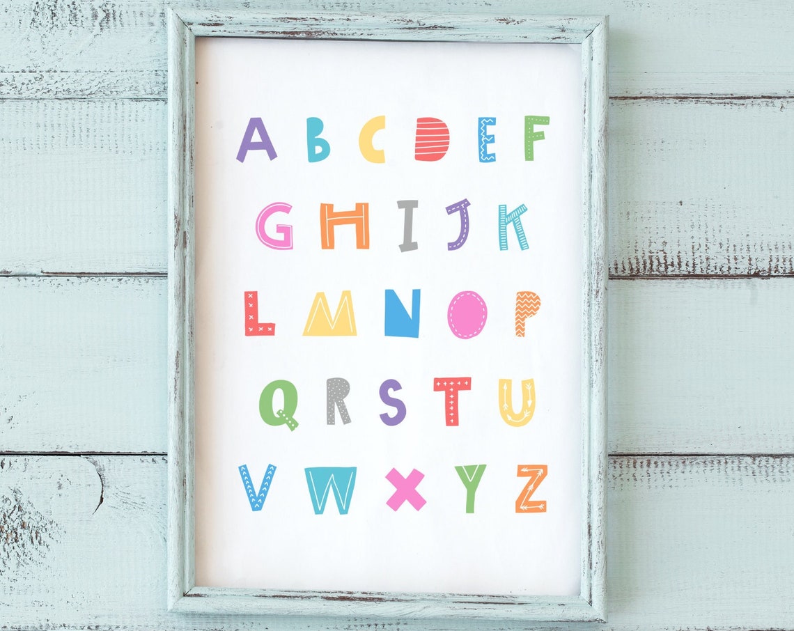 Rainbow Alphabet ABC Letters Educational Kids Nursery Wall Art