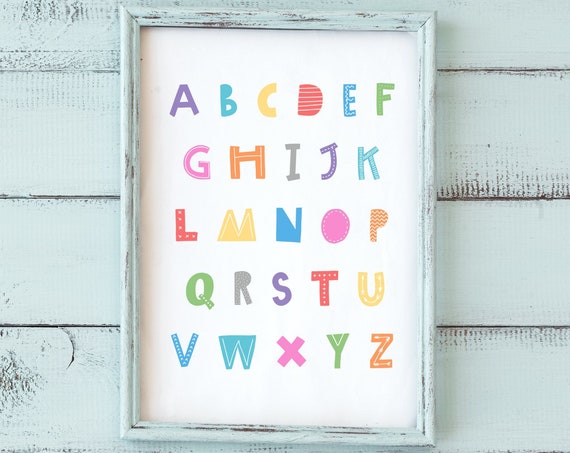 Alphabet Poster Rainbow Abc Letters For Kids Nursery Colorful Educational Poster Abc Wall Art Decor Instant