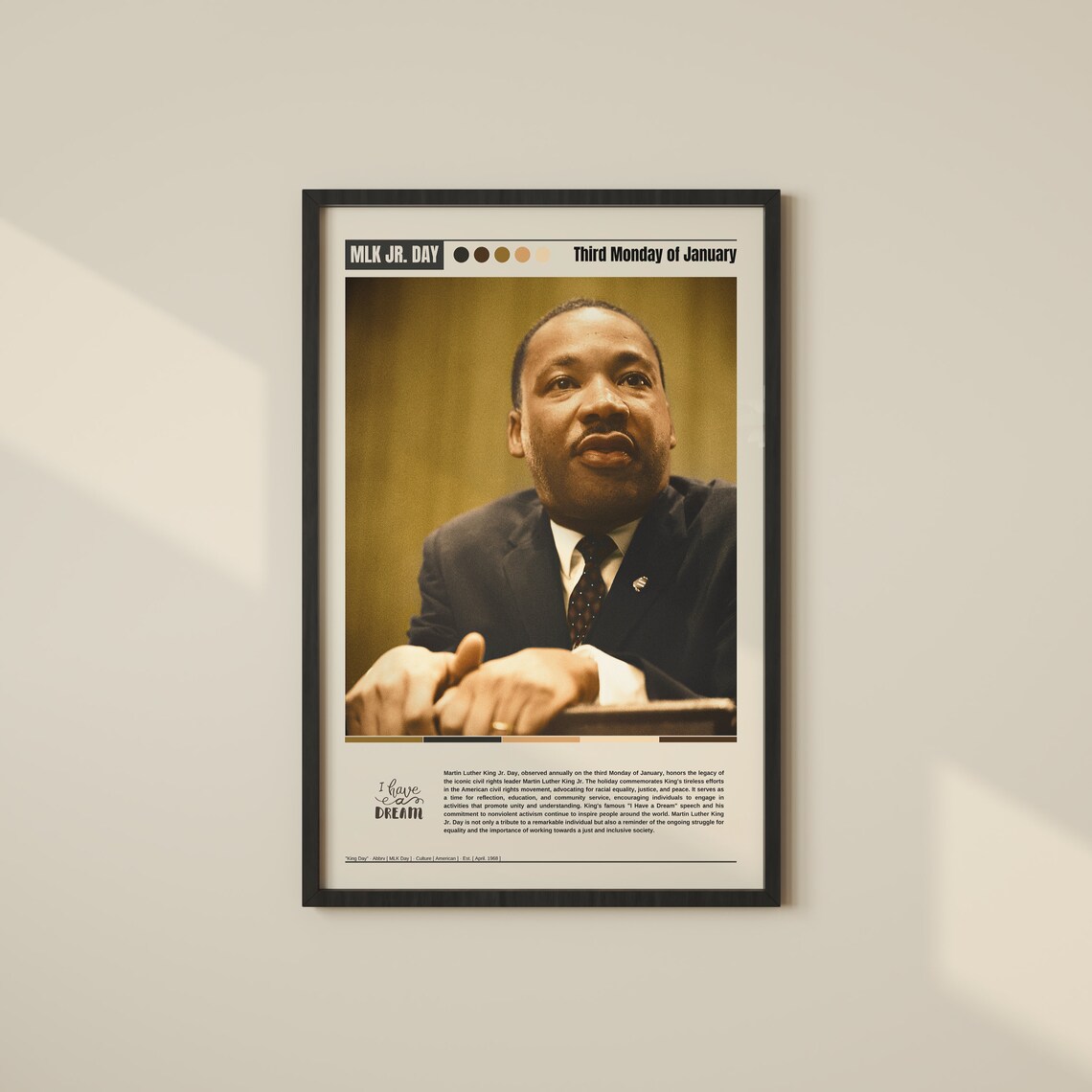 MLK Jr Day I Have a Dream Martin Luther King Jr Portrait Poster