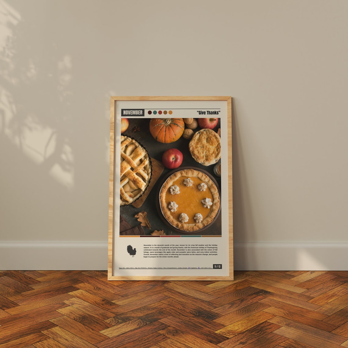 November Give Thanks Harvest Pie Pumpkin Thanksgiving Feast Poster - Image 5