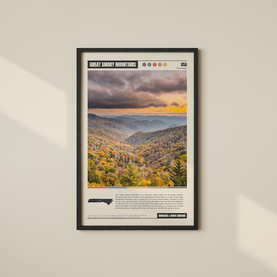 Great Smoky Mountains Travel Poster, Scenic Landscape
