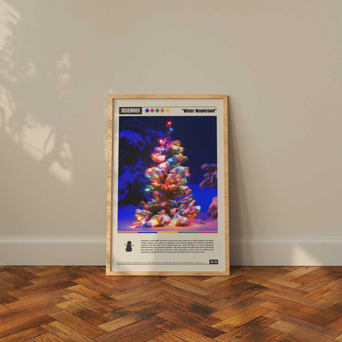 December Winter Wonderland Snowy Christmas Tree Night Lights Poster - Image 3