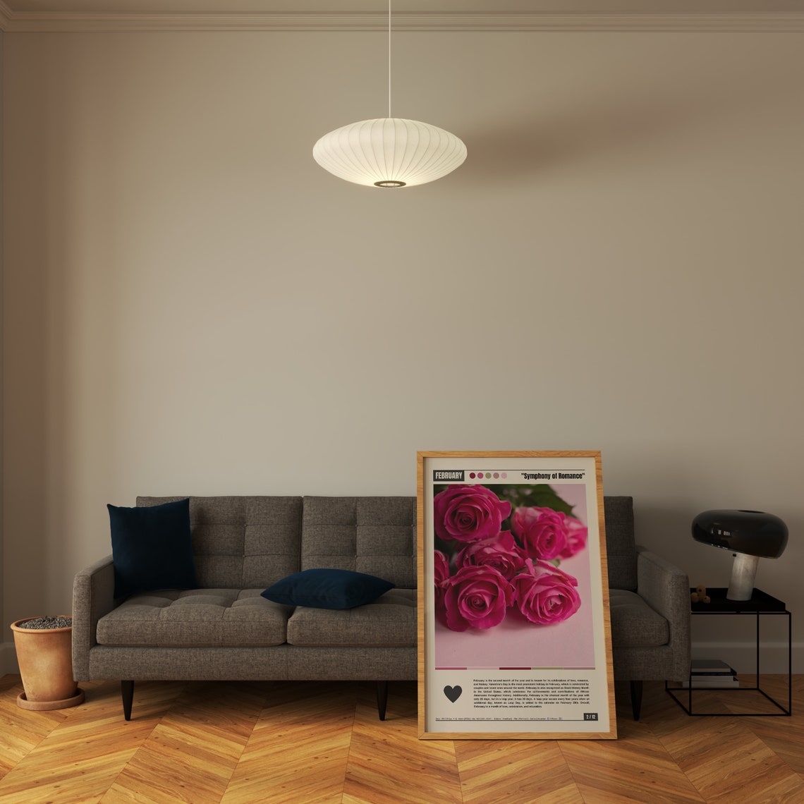 February Symphony of Romance Pink Roses Valentines Day Love Poster - Image 6