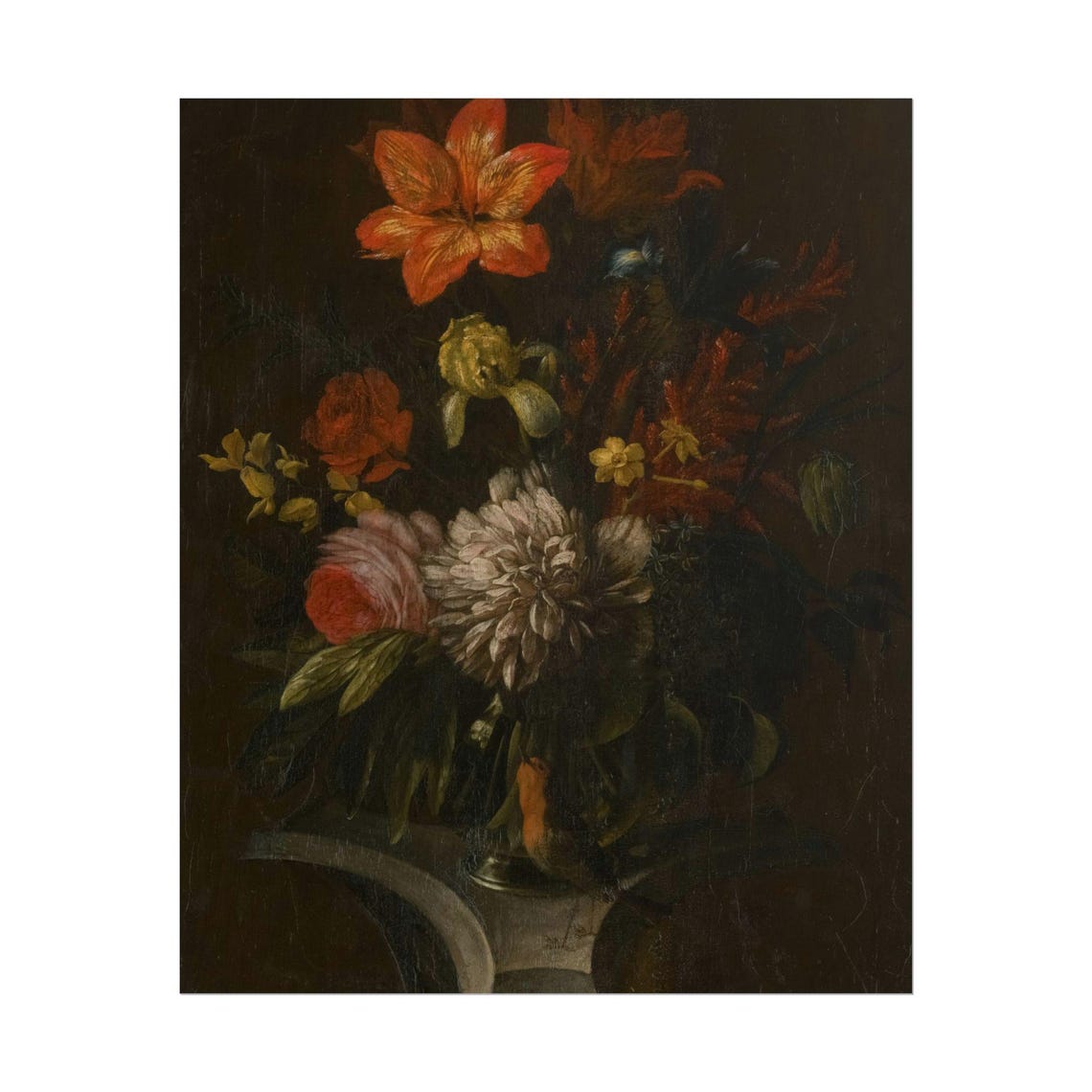 Dark Baroque Floral Still Life with Orange Lily Vintage Poster - Image 5
